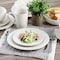 Elama Nikki 18 Piece Ribbed White Porcelain Dinnerware and Serving Bowl Set ELM-NIKKI-18 - alternate 6
