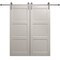 Sartodoors Modern Double Barn Door 64 x 80 inches, Ego 5010 Painted White Oak, 13FT Silver Rail Track Set, S EGO5010DB-S-PWO-64 - alternate 1