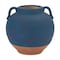 Homeroots 7" Blue And Terra Cotta Ceramic Round Urn 632622 - alternate 1