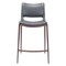 Homeroots Set of Two 25" Dark Gray and Brown Faux Leather and Steel Low Back Counter Height Bar Chairs 555688 - alternate 6