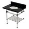 Kingston Brass 30-Inch Black Granite Console Sink with Acrylic Legs and Shelf, 8-Inch, 3-Hole KVPK3030KAB6 - alternate 1