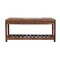Homeroots 35in Brown Genuine Leather and Solid Wood Upholstered Storage Bench With Shelves 723441 - alternate 1