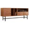 Leisuremod Rochester Rectangular TV Stand with Enclosed Storage and Powder Coated Iron Legs, Walnut RTS60NW - alternate 6
