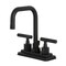 Kingston Brass Knurled Double-Handle 4" Centerset Bathroom Faucet with Brass Pop-Up, Matte Black KS6640KNL - alternate 1