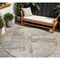 Homeroots 8' Linen And Gray Round Abstract Washable Indoor Outdoor Area Rug 606033 - alternate 1