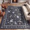 Jonathan Y Catmosphere Festive Feline Floral Border Non-Slip Machine-Washable Charcoal 4 ft. x 6 ft. Area Rug ANM100C-4 - alternate 5