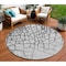 Homeroots 8' Gray And Charcoal Round Abstract Washable Indoor Outdoor Area Rug 601130 - alternate 1