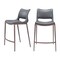 Homeroots Set of Two 25" Dark Gray and Brown Faux Leather and Steel Low Back Counter Height Bar Chairs 555688 - alternate 7