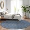 Homeroots 8' Navy Blue And Mint Green Round Striped Washable Indoor Outdoor Area Rug 610548 - alternate 5
