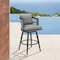 Homeroots 37" Gray Metal Swivel Outdoor Counter Height Bar chair with Footrest 571163 - alternate 4