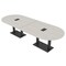 Skutchi Designs Racetrack Conference Table With Power Unit, 48 in W, 144 in L, Ivory HAR-RAC-48X144-DOU.BK-K458-EBLK - alternate 1