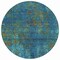 Homeroots 8' Teal Blue Navy Blue And Brown Round Abstract Washable Indoor Outdoor Area Rug 612366 - alternate 7