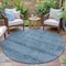 Homeroots 8' Blue And Ivory Round Geometric Washable Indoor Outdoor Area Rug 630491 - alternate 4