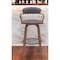 Homeroots 30" Gray And Wood Brown Faux Leather Swivel Low Back Bar Height Bar Chair 534444 - alternate 7