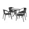 Flash Furniture Round Glass Table w/4 Blk Rattan Chrs, Rnd, 28", Aluminum, Glass, Metal, Plastic, Rattan, Clear TLH-087RD-037BK4-GG - alternate 1