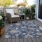 Homeroots 9' X 12' Navy Blue Beige And Gray Floral Washable Indoor Outdoor Area Rug 606168 - alternate 6
