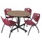 Regency Round Kobe Breakroom Table W/ 4 M Stack Chairs, 48 in W, 48 in L, Noble Oak TKB48RNDNO47BY - alternate 1