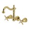 Kingston Brass Double-Handle Wall Mount Bathroom Faucet, Polished Brass KS1252BEX - alternate 1