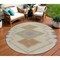 Homeroots 8' Brown Copper And Fern Green Round Geometric Washable Indoor Outdoor Area Rug 631899 - alternate 1