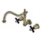 Kingston Brass Two-Handle Wall Mount Tub Faucet, Antique Brass KS1023PKX - alternate 1