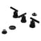 Kingston Brass Three-Handle Bidet Faucet with Knurled Handle and Brass Pop-Up, Matte Black KB6320KNL - alternate 1