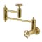 Kingston Brass Wall Mount Pot Filler Faucet with Knurled Handle, Brushed Brass KS3107RKX - alternate 1