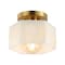 Jonathan Y Tessa 8" 1-Light Modern Contemporary Alabaster/Iron Hexagonal LED Semi Flush Mount, White Marbling/Br JYL1204A - alternate 1