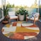 Homeroots 8' Coral Gold And Ivory Round Geometric Washable Indoor Outdoor Area Rug 617904 - alternate 9