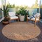 Homeroots 8' Orange And Ivory Round Chevron Washable Indoor Outdoor Area Rug 612288 - alternate 5