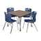 Regency Square Kee Mobile Adjustable Classroom Table W/ 4 Andy Chairs, 36 in W, 36 in L, Noble Oak TB3636NOAPCGY40NV - alternate 1