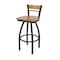 Holland Bar Stool Co Revelle 36in Swivel Extra Tall Bar Stool, Black Wrinkle Finish, Medium Back and Medium Maple Seat 881 - alternate 1