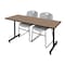 Regency Kobe T-Base Training Seminar Table W/ 2 Zeng Stack Chairs, 72 in W, 24 in L, Noble Oak MKTRCT7224NO44GY - alternate 1