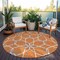 Homeroots 8' Orange And Ivory Round Geometric Washable Indoor Outdoor Area Rug 613027 - alternate 5