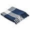 Homeroots 50" X 60" Blue and White Woven Cotton Checkered Throw Blanket with Fringe 516569 - alternate 6