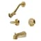 Kingston Brass Double-Handle Tub and Shower Faucet, Brushed Brass KB247LL - alternate 1