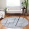 Homeroots 8' Gray Charcoal And Blue Round Geometric Washable Indoor Outdoor Area Rug 588340 - alternate 6