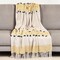 Homeroots 50" X 60" Yellow and Ivory Woven Cotton Striped Throw Blanket with Tassels 478663 - alternate 5