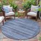 Homeroots 8' Blue And Charcoal Round Striped Washable Indoor Outdoor Area Rug 631487 - alternate 2
