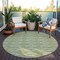 Homeroots 8' Green And Ivory Round Geometric Washable Indoor Outdoor Area Rug 599618 - alternate 6