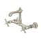 Kingston Brass Double-Handle Wall Mount Bathroom Faucet, Polished Nickel KS7256BEX - alternate 1