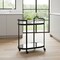 Homeroots Cyclider Black Metal With Two Mirror Glass Shelves Bar Cart 376020 - alternate 6