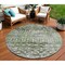 Homeroots 8' Olive Green And Ivory Round Argyle Washable Indoor Outdoor Area Rug 615808 - alternate 1