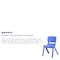 Flash Furniture Blue Plastic Stackable School Chair with 12" Seat Height, PK10 10-YU-YCX-001-BLUE-GG - alternate 4