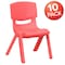 Flash Furniture Red Plastic Stackable School Chair with 10.5" Seat Height, PK10 10-YU-YCX-003-RED-GG - alternate 2