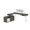 Bestar Pro-Vega Height Adjustable L-Desk, Dual Monitor Arm, Walnut Grey/White 130851-000035 - alternate 1