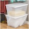 Sterilite Stackable Storage Tote W/ Lid, 14 gal, 23 in L x 16-1/4 in W x 12-3/8 in H, Clear, White 42488008 - alternate 2