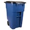 Rubbermaid Commercial BRUTE 50 gal Rectangular Rolling Plastic Can, Blue, None, Plastic, 23 3/8 in FG9W2700BLUE - alternate 2
