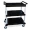 Lakeside Plastic Utility Cart; 300 lb capacity, 3 Shelf, 16"x25-1/2" - Black 2500 - alternate 1