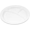 Carlisle Foodservice Polycarbon Rim 3-Comp Plate, 9", Wht, PK48 PCD22002 - alternate 1