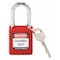 Brady Lockout Padlock, Keyed Different, Nylon, Standard Body Size, 1-3/4 in H, Shackle Dia 1/4 in, Red 99552 - alternate 2